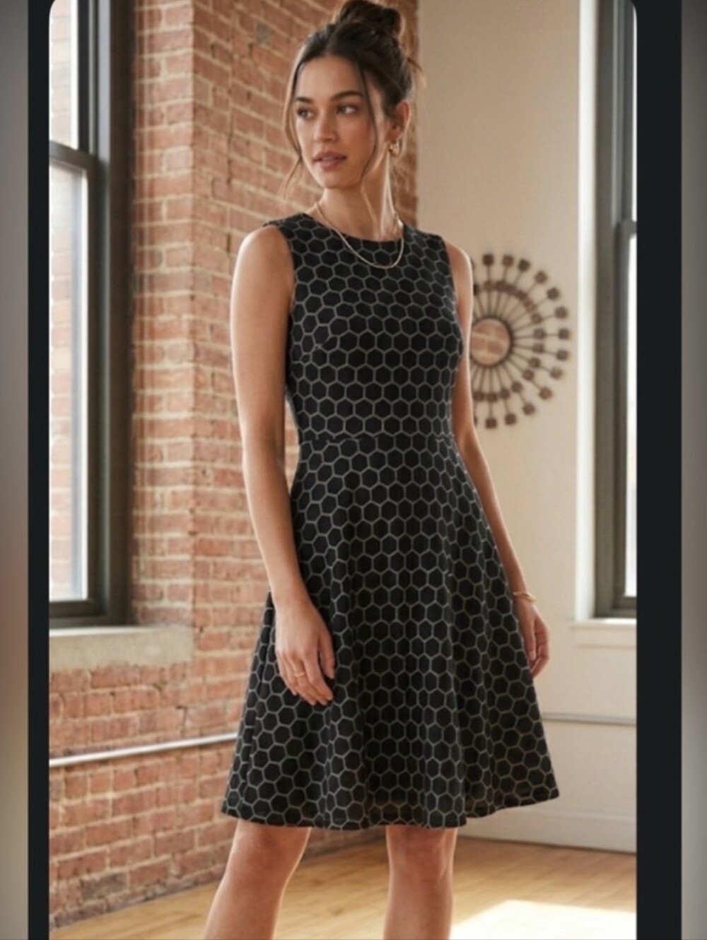 Women's Black A Line Sleeveless Fit & Flare Dress